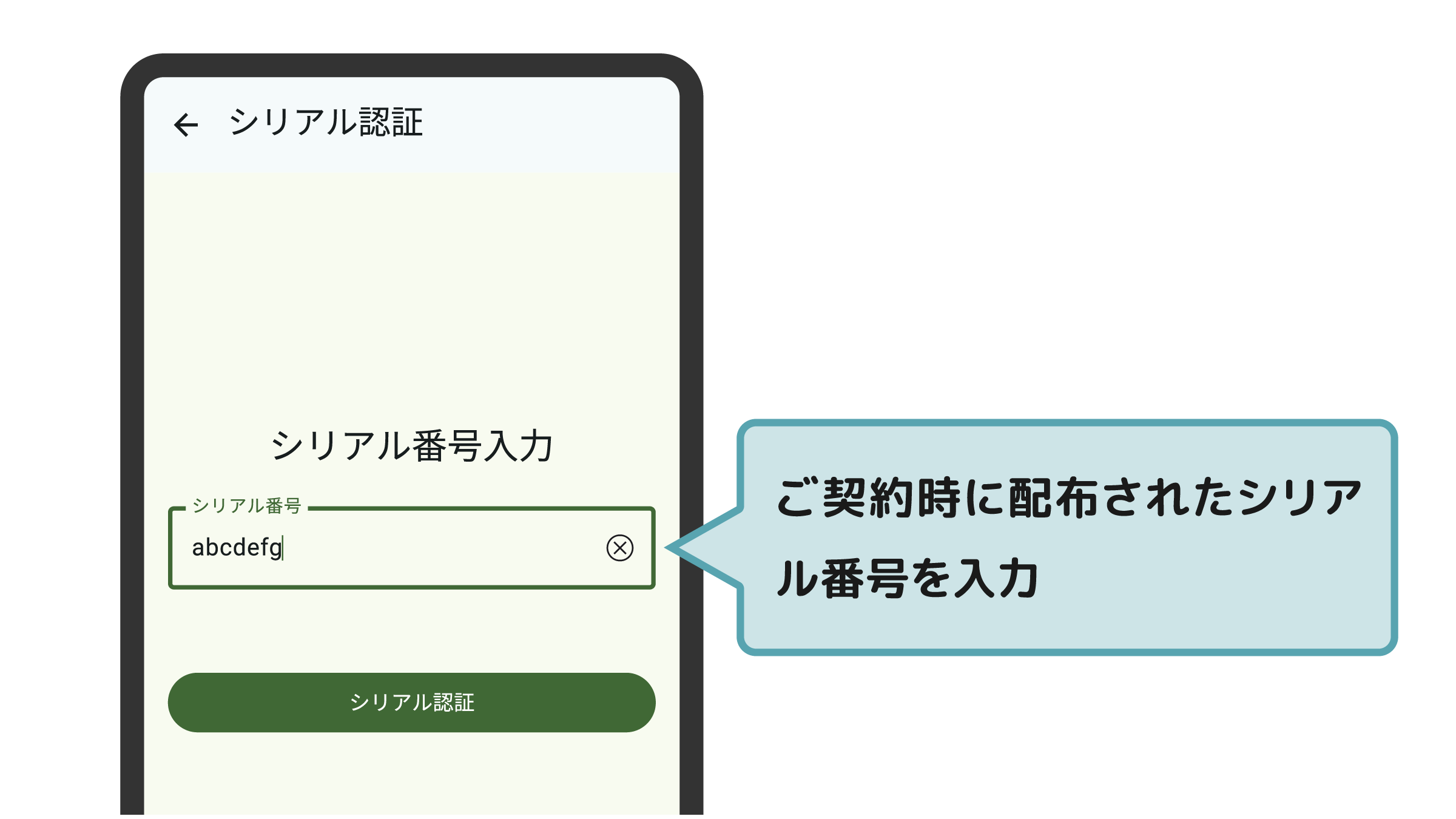 ご契約時に配布されたシリアル番号を入力